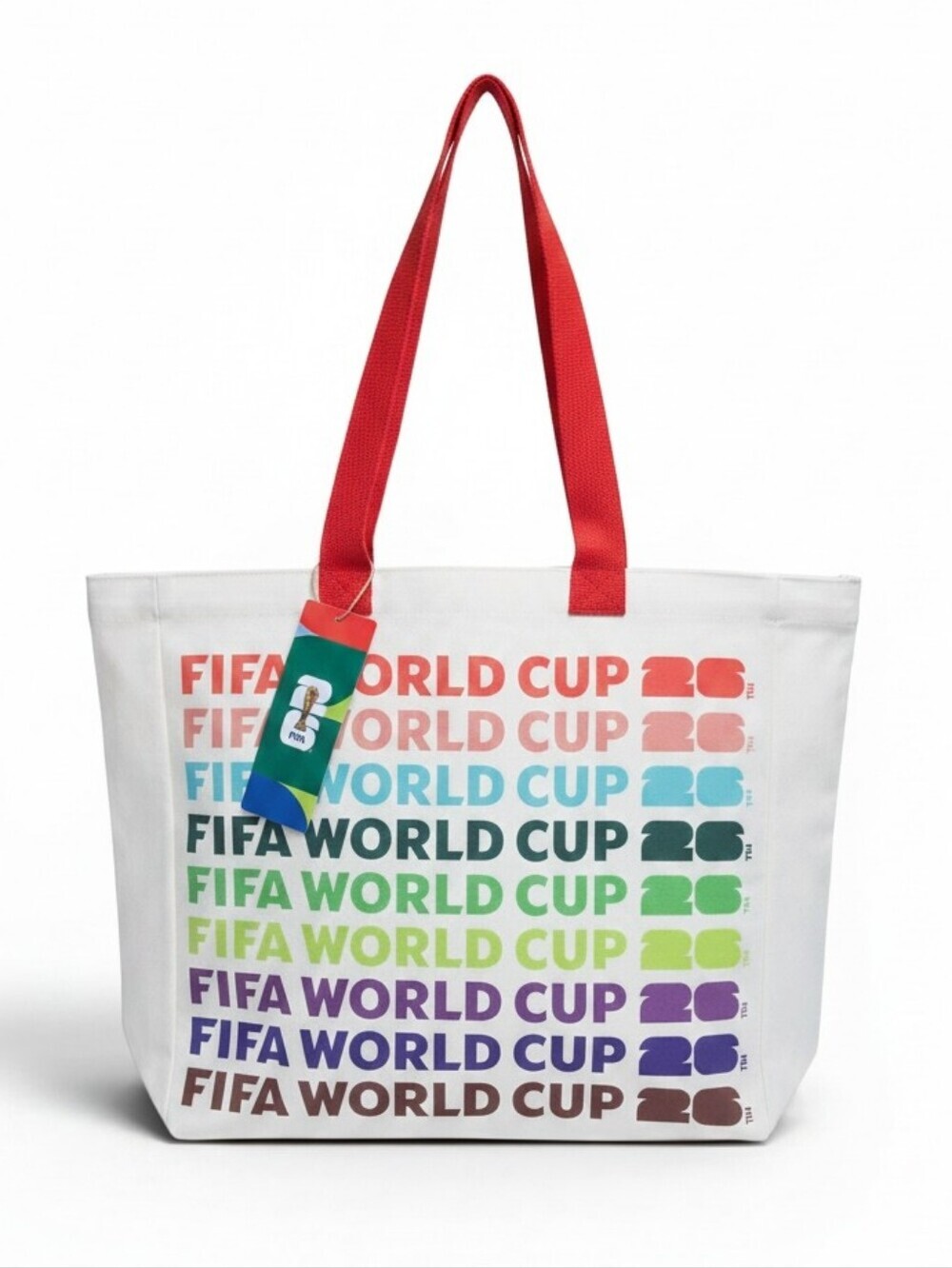 FIFA World Cup 2026 Canvas Tote Bag Multicolor Red Handles Collectible NWT